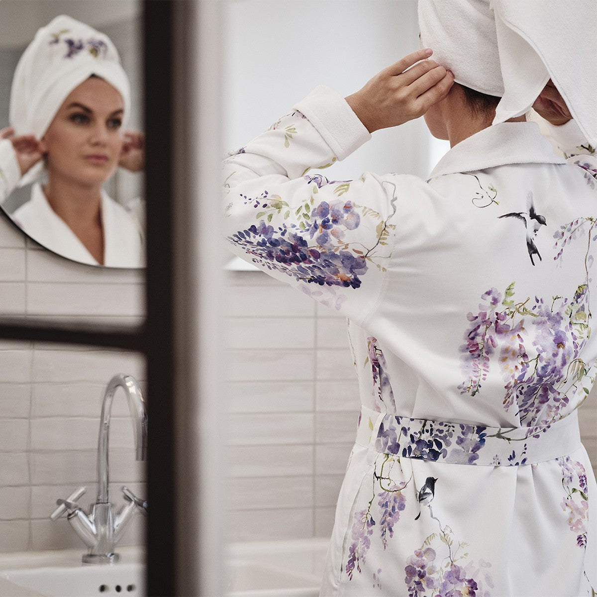strapless open back dress Satin Purple Rain Robe by Christian Fischbacher Extra Extra Large Bath Robe