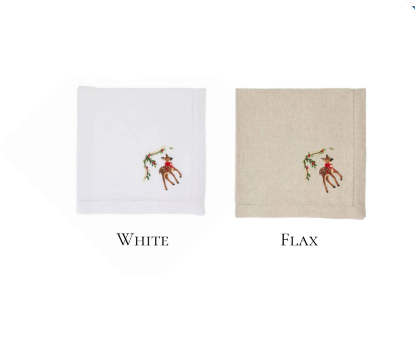 Festive Fawn Embroidered Napkin by Deborah Rhodes