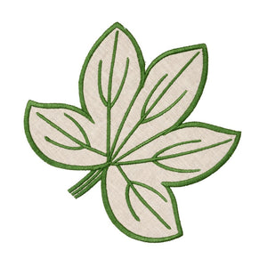 Flax Harvest Leaf Embroidered Coasters
