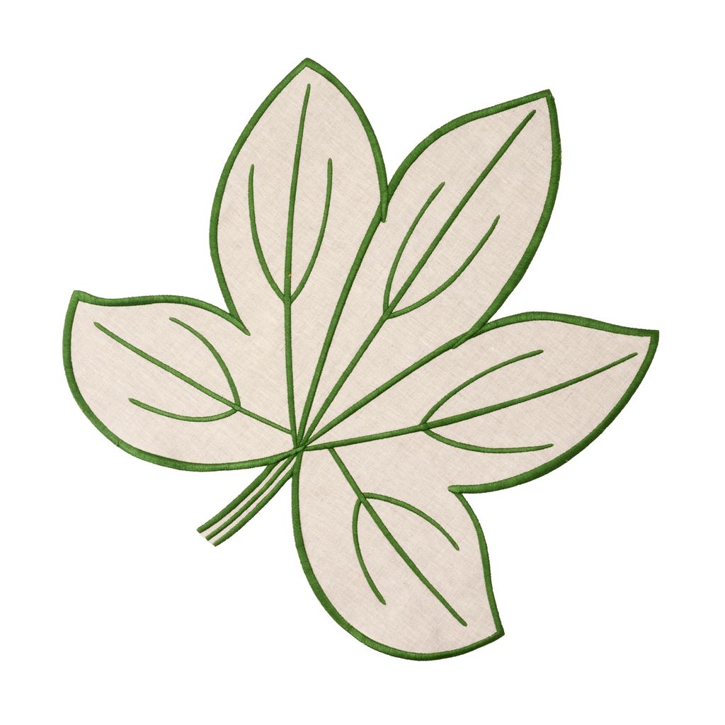 Flax Harvest Leaf Embroidered Placemat by Deborah Rhodes