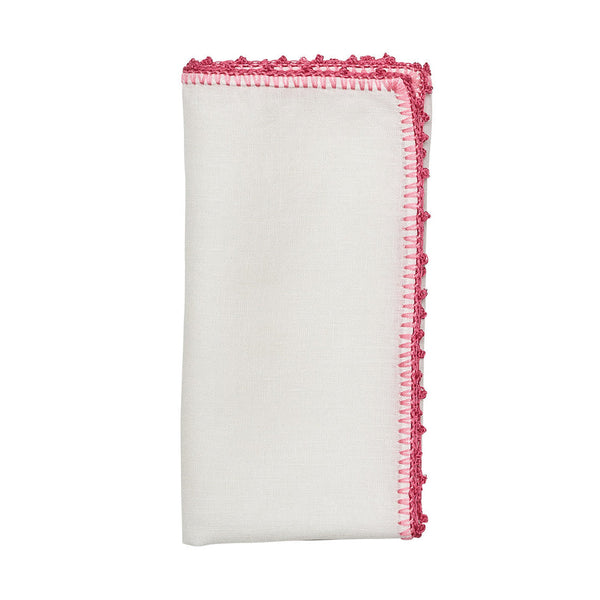 Knotted Edge Napkins in White, Pink & Blush