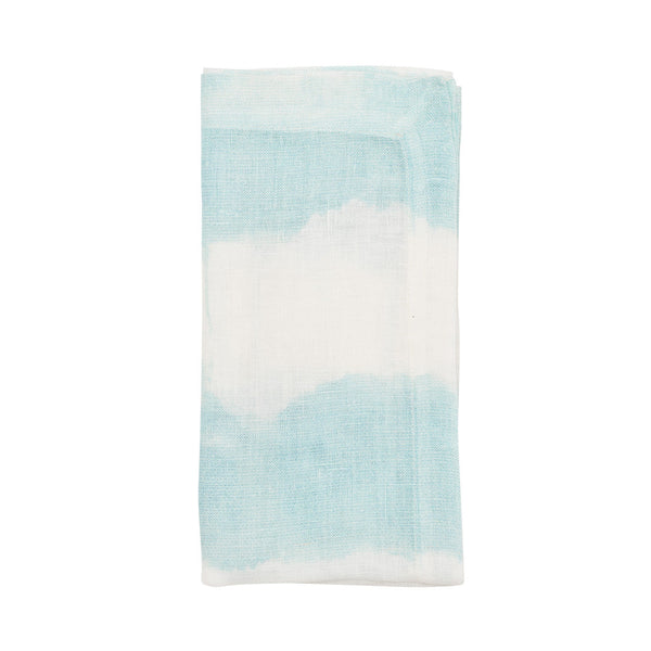 Watercolor Stripe Napkin in White & Seafoam