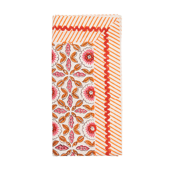 Majorelle Napkin in White, Pink & Orange