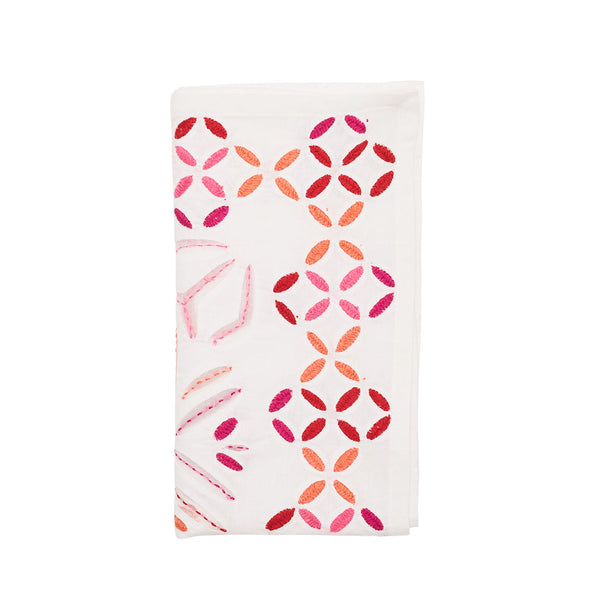 Malta Napkin in White, Pink & Orange