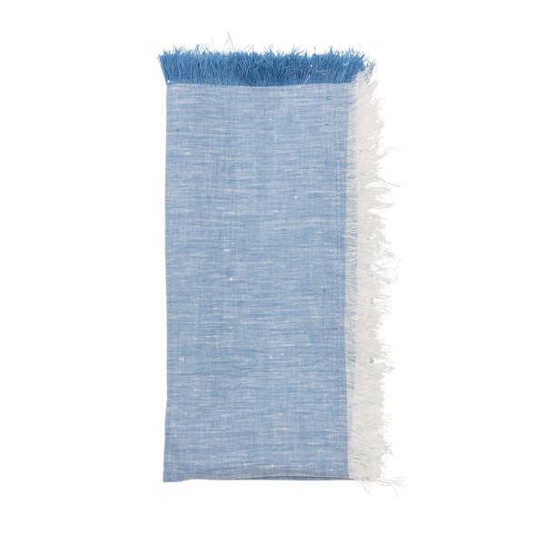 Chambray Fringe Napkin in Blue