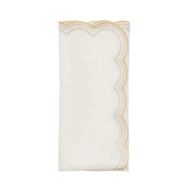 Lune Napkin in White, Gold & Silver