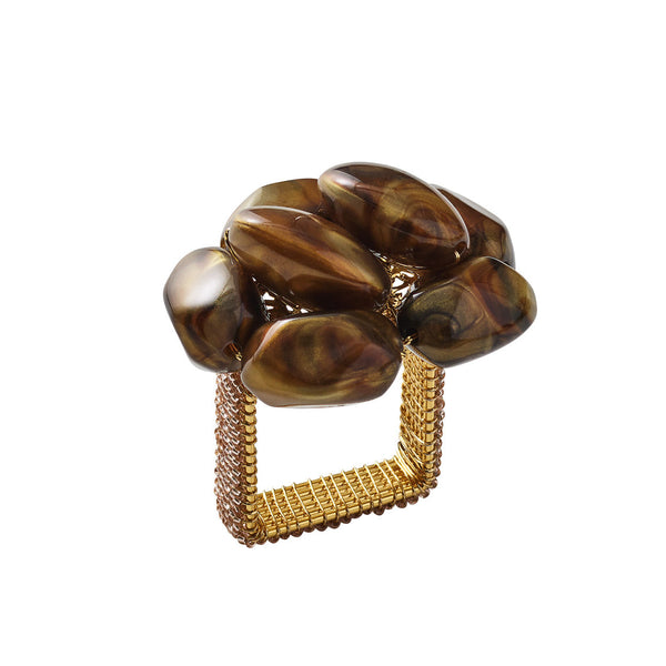 Bonton Napkin Ring in Brown & Gold