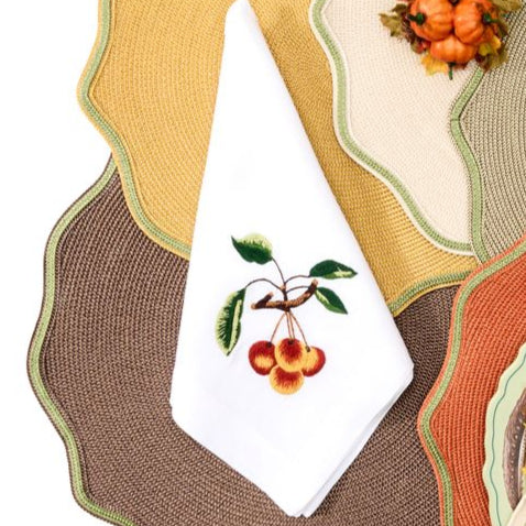 Persimmon Embroidered Napkin