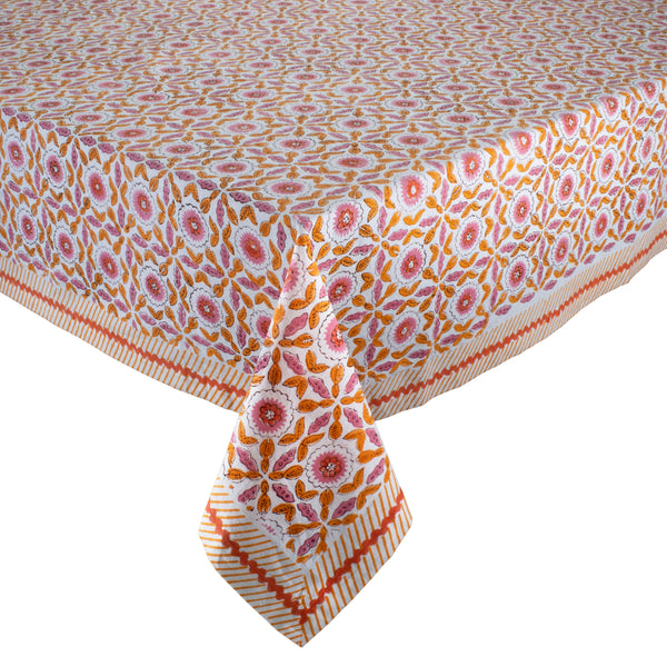 Majorelle Tablecloth in White, Pink & Orange