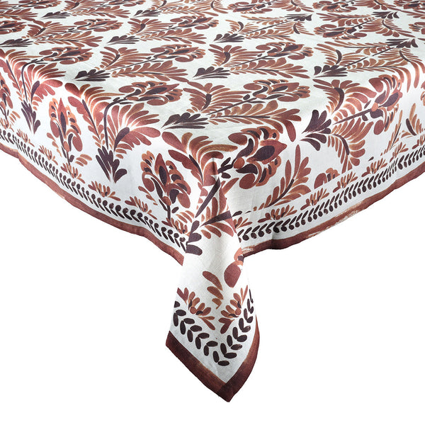 Botanica Tablecloth in Ivory & Brown