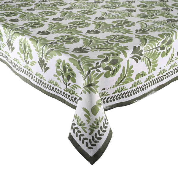 Botanica Tablecloth in Ivory & Green