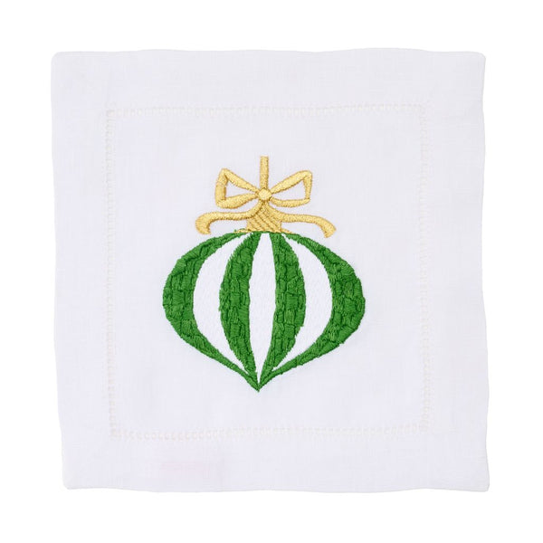 Vintage Bauble Embroidered Cocktail Napkin