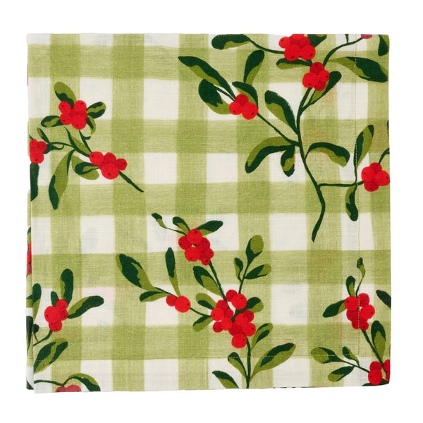 Winter Berry Check Printed Napkin