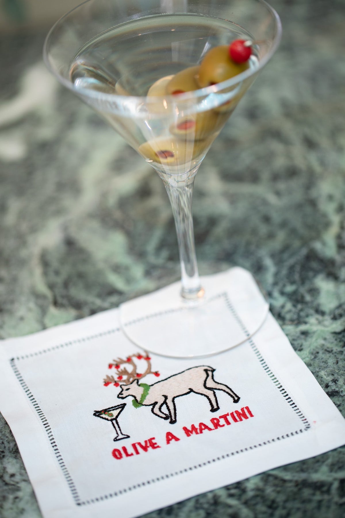 Olive A Martini Cocktail Napkins by August Morgan