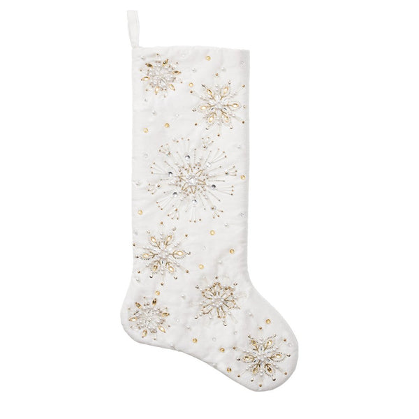 Crystal Frost Stocking in White, Gold & Silver