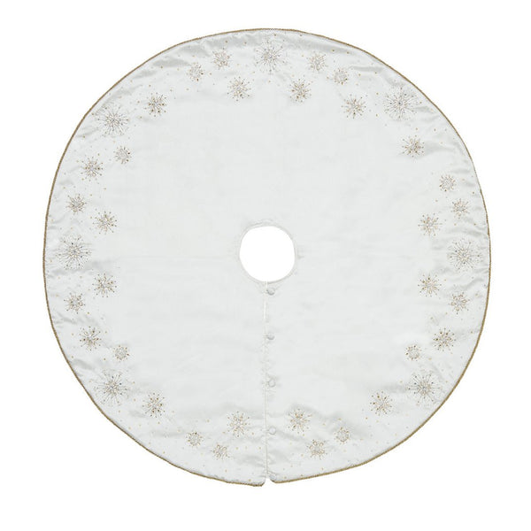 Crystal Frost Tree Skirt in White, Gold & Silver