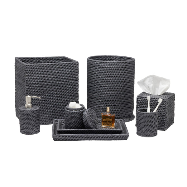 Dalton Dark Gray Rattan Vanity Set