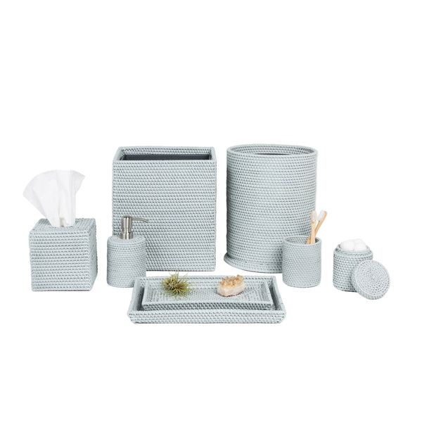 Dalton Light Gray Rattan Vanity Set