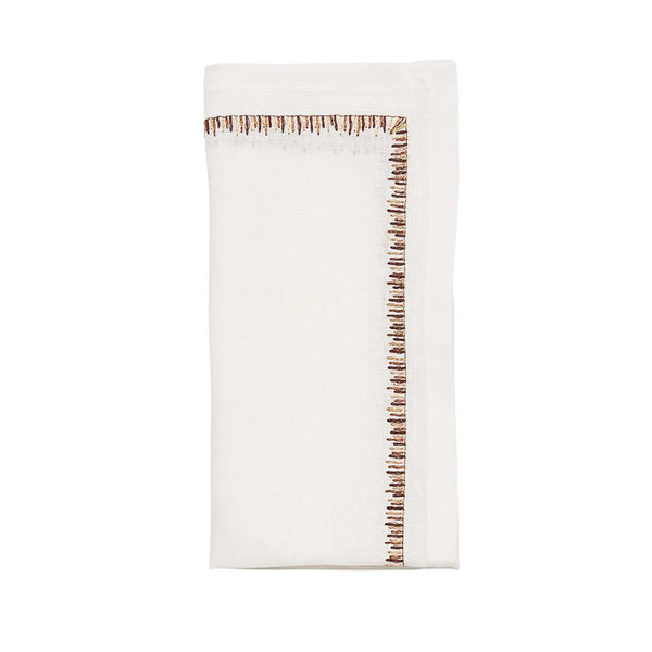 Filament Napkin in White & Brown, Set of 4