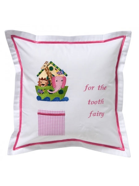 Tooth Fairy Pillow Cover, Pink Noah's Ark