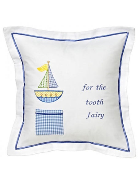 Tooth Fairy Pillow Cover, Blue Sailboat