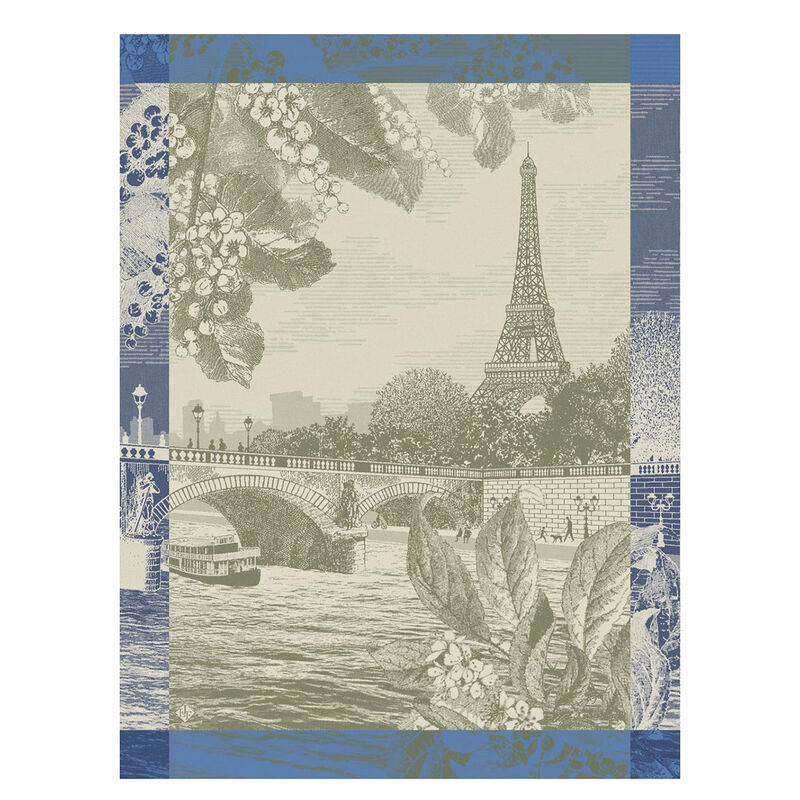 Paris Sur Seine Cotton Tea Towel by Le Jacquard Francais