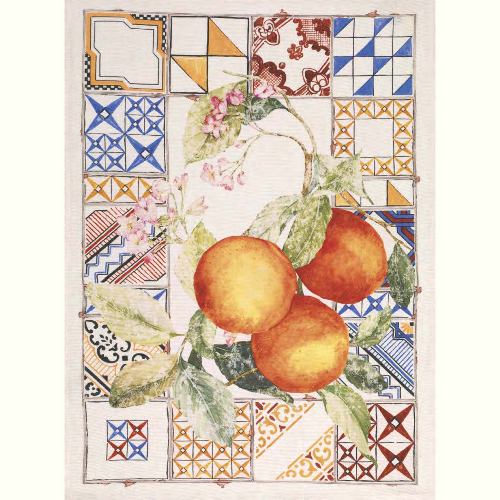 Azulejos Tea Towel by Tessitura Toscana Telerie