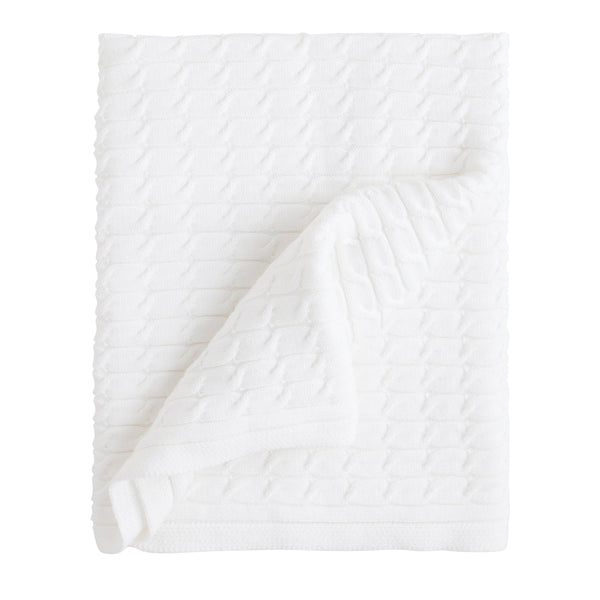 Cable Knit Blanket White