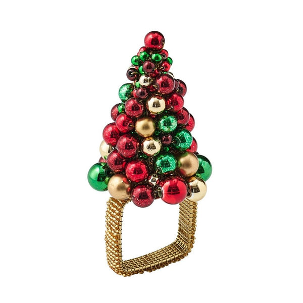 Xmas Baubles Napkin Ring in Red, Green & Gold