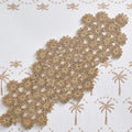 Embroidered Palm Tablecloth in White, Natural & Gold