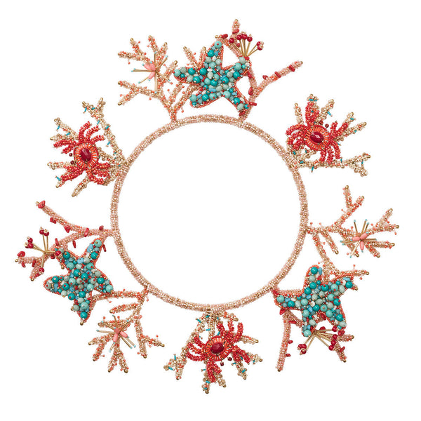 Coral Charm Charger in Turquoise, Coral & Gold