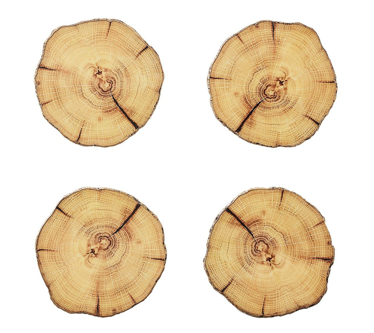 Woodland Drink Coasters in Natural & Brown, Set of 4 in a Gift Box by Kim Seybert