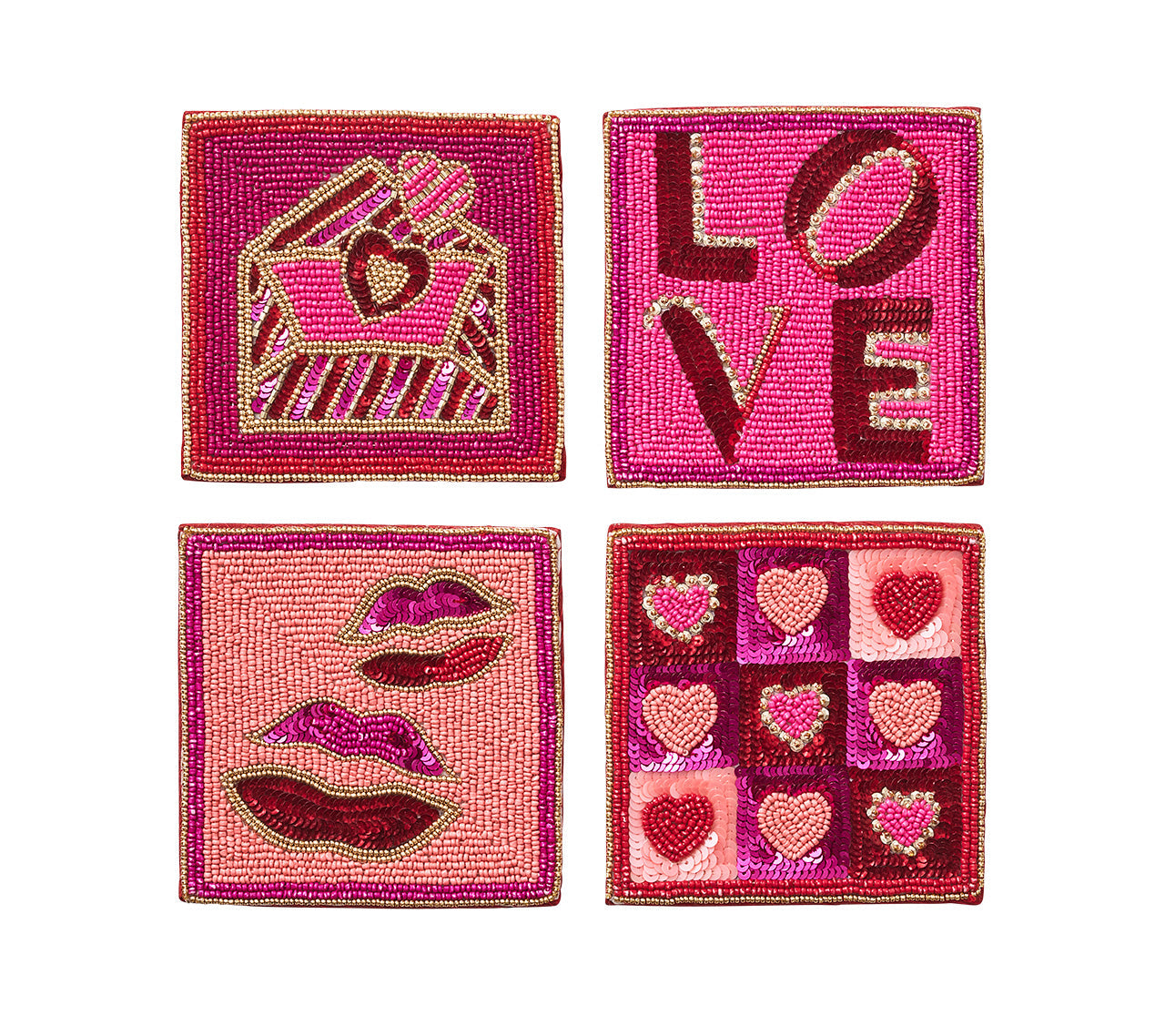 Amore Drink Coasters in Pink & Red
