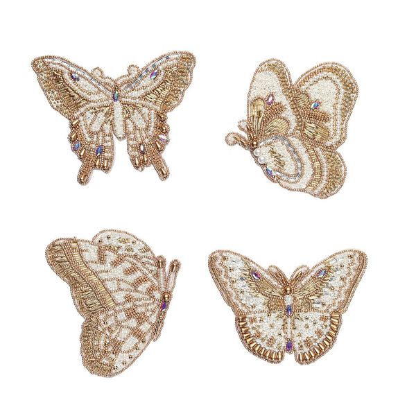 Papillon Coasters in Ivory & Gold