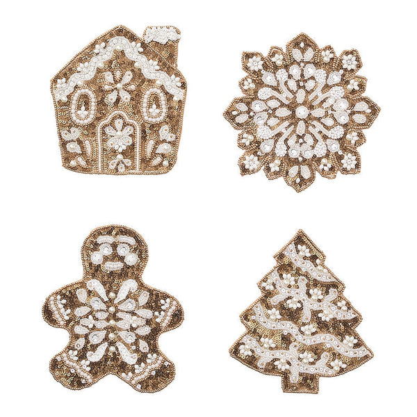 Holiday Cookies Coasters in Gold & White