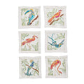 Birds of Paradise Cocktail Napkins in White & Multi - Pioneer Linens