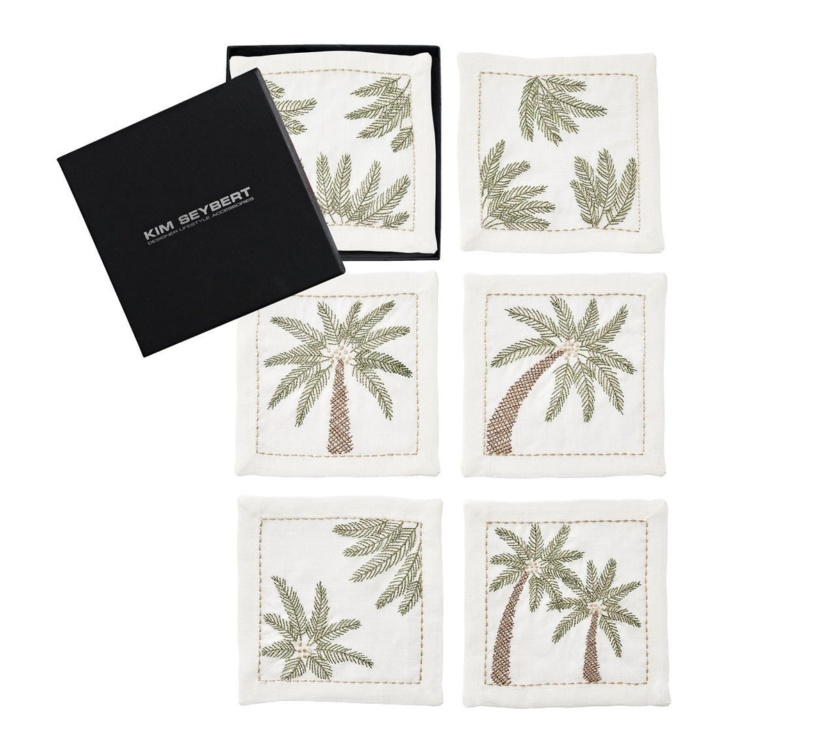 Palm Coast Cocktail Napkins in Multi, Set of 6 in a Gift Box by Kim Seybert