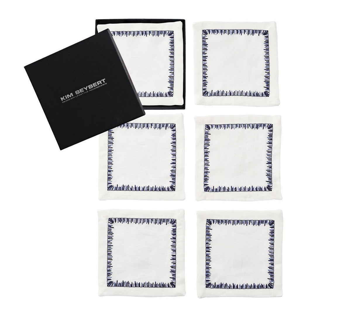 Filament Cocktail Napkins in Navy, Set of 6 in a Gift Box by Kim Seybert