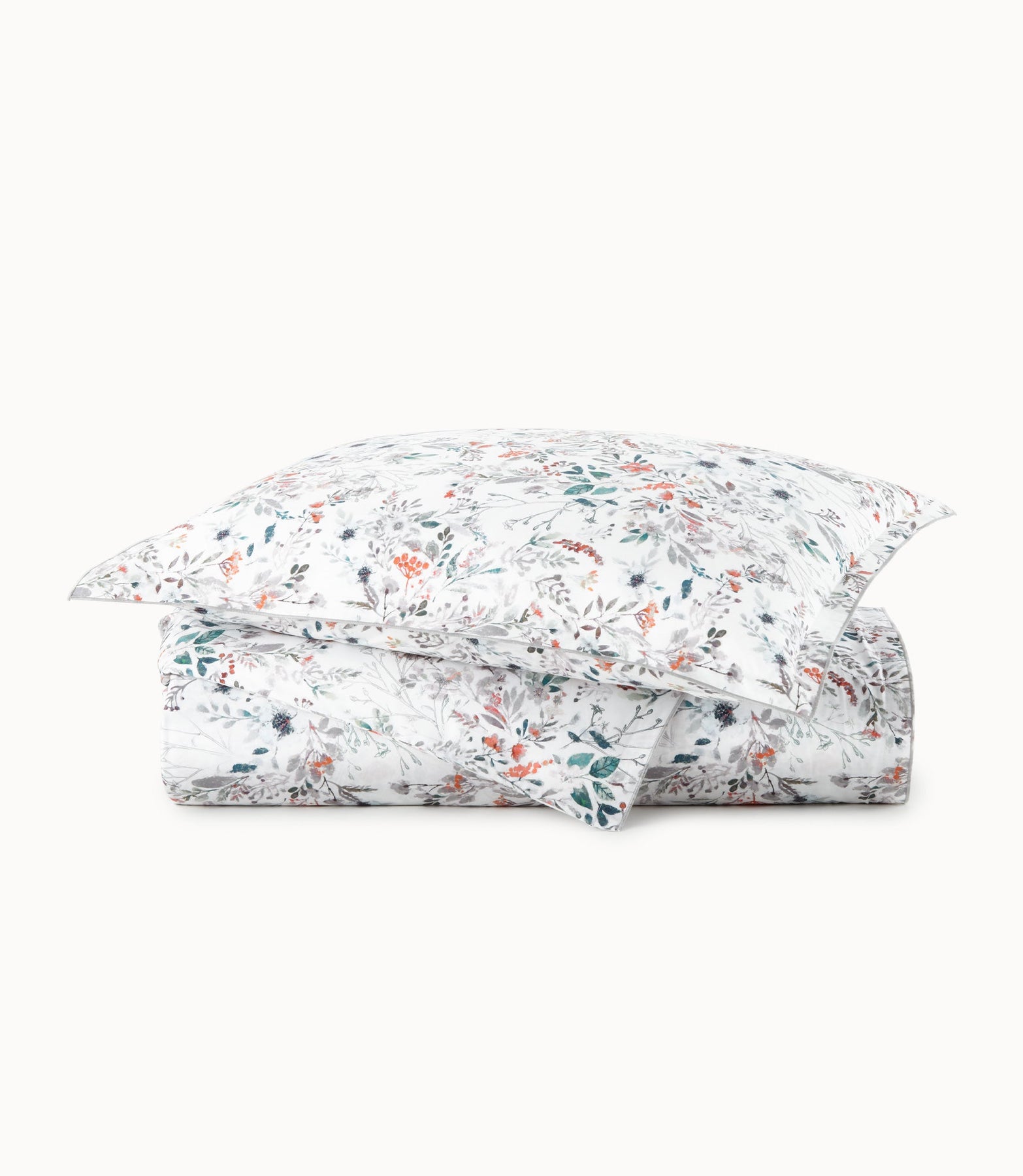 Fog Chloe Floral Percale Duvet Covers by Peacock Alley