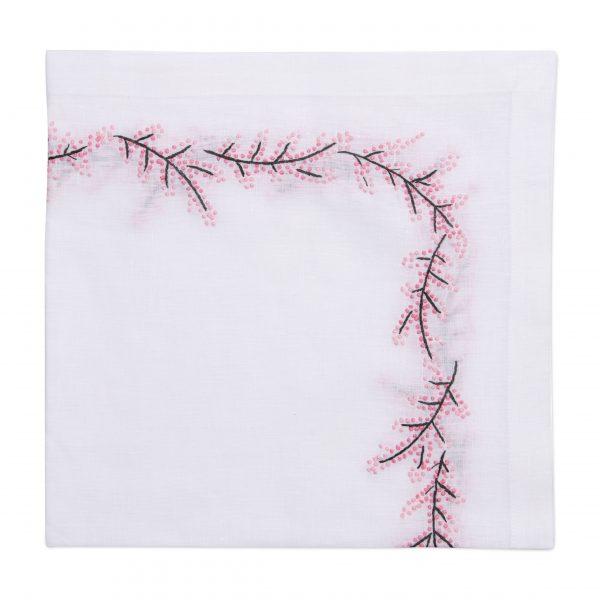 Floral Branch Embroidered Napkins - Pioneer Linens