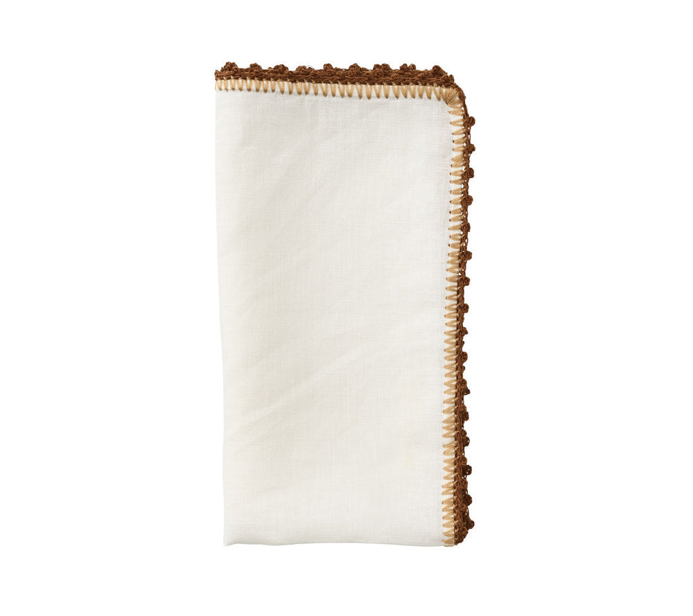 KNOTTED EDGE NAPKIN IN WHITE, NATURAL & BROWN - Pioneer Linens