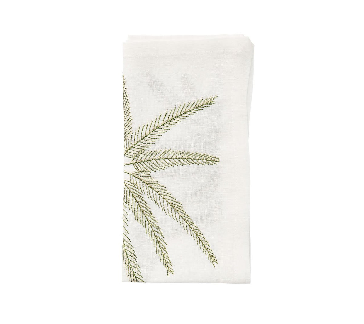 Palm Coast Napkin in White & Green & Gold, Set of 4 by Kim Seybert