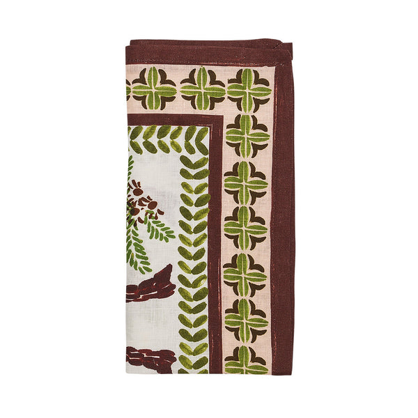 Oasis Napkin in Ivory, Green & Brown