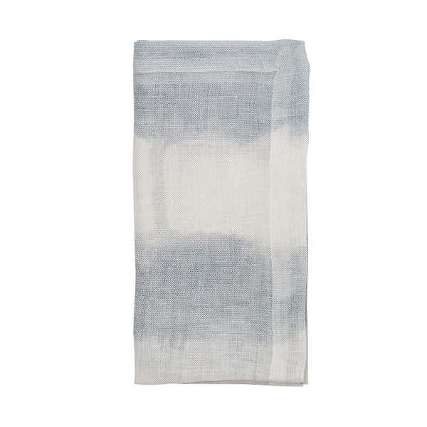 Watercolor Stripe Napkin in White, Blue & Gray