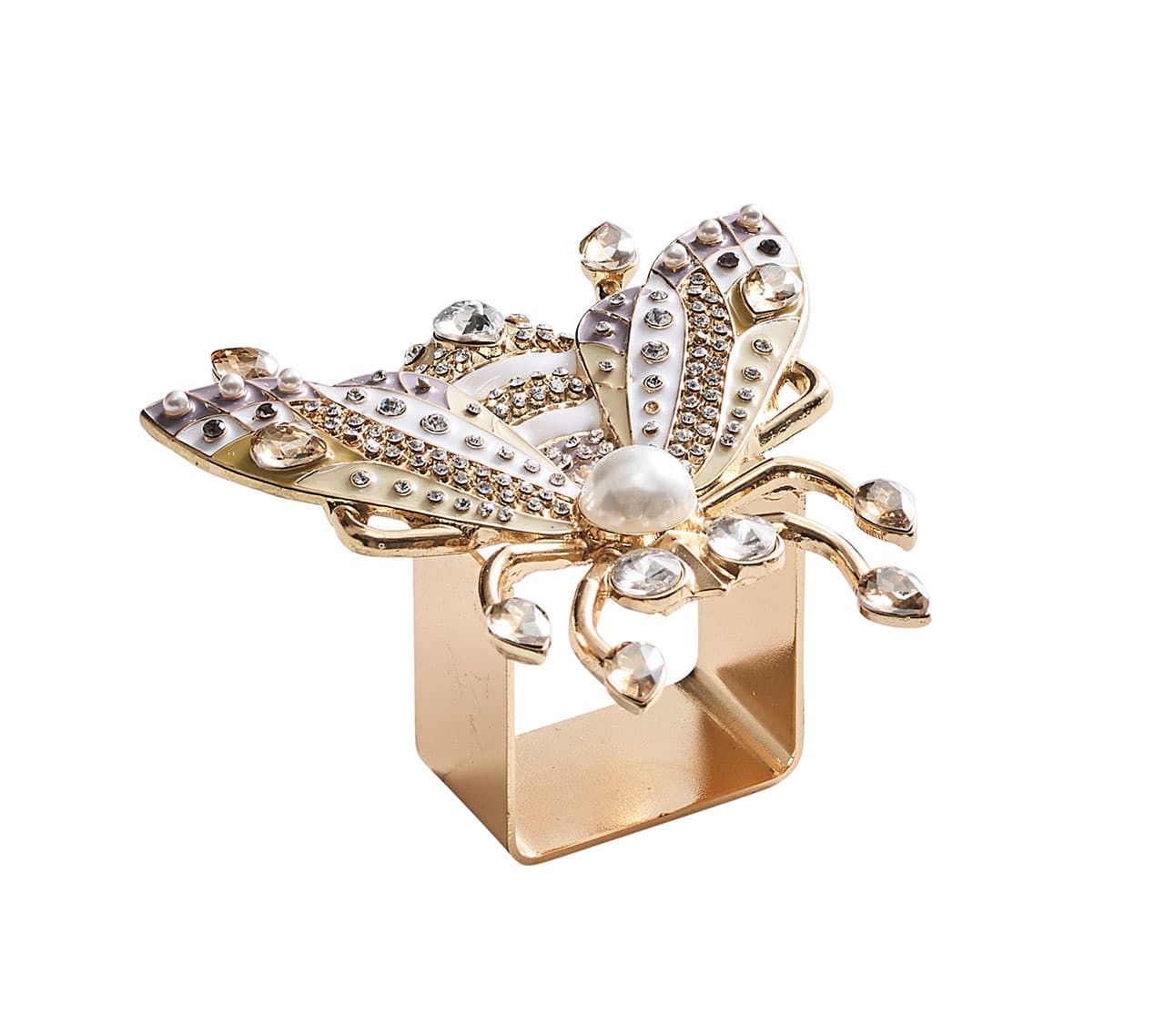 Glam Fly  Napkin Rings in Ivory, Gold, & Silver - Pioneer Linens