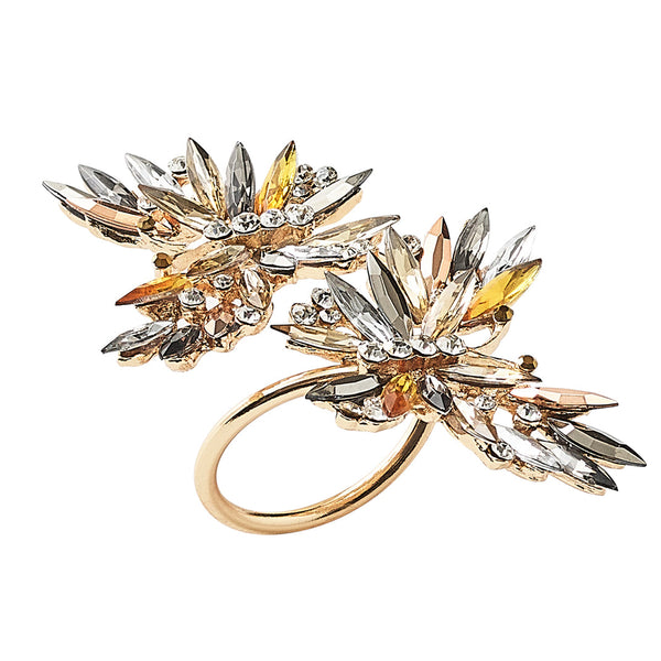 Butterflies Napkin Ring in Champagne & Crystal