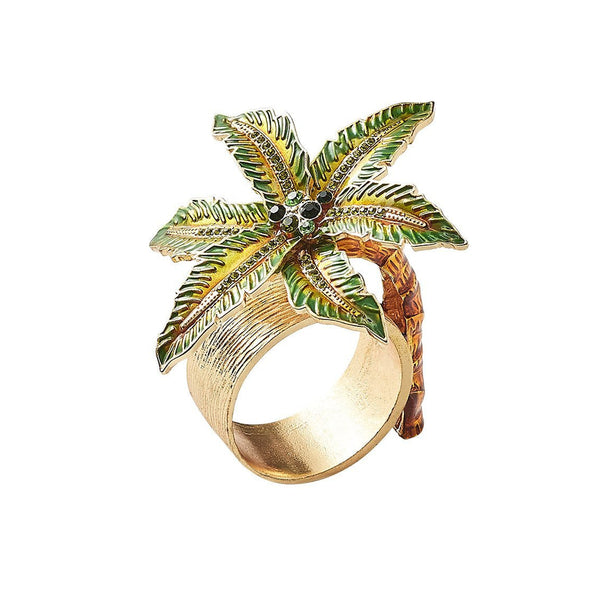 Palm Coast Napkin Ring in Green & Gold
