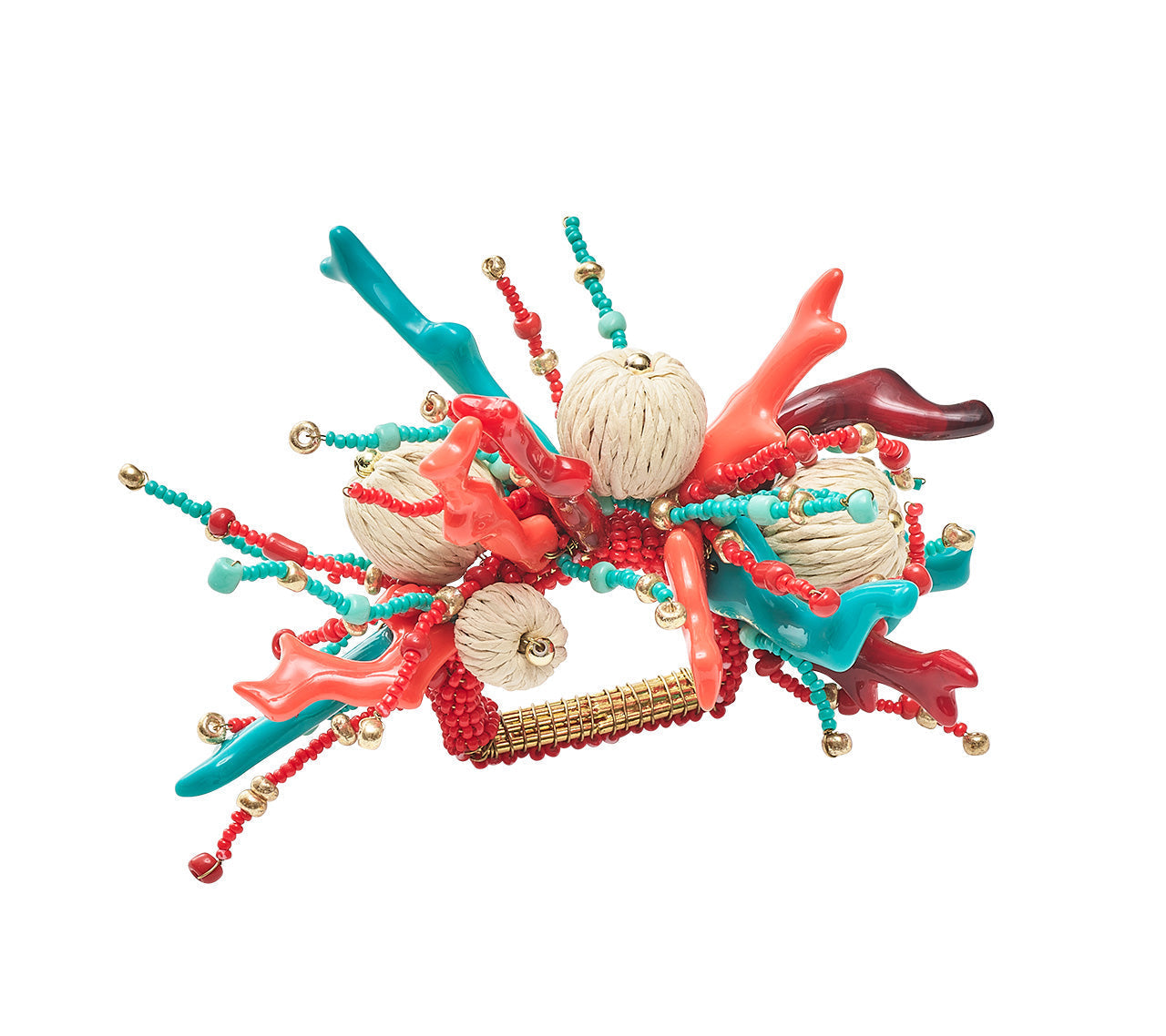 Coral Spray Napkin Ring in Coral & Turquoise