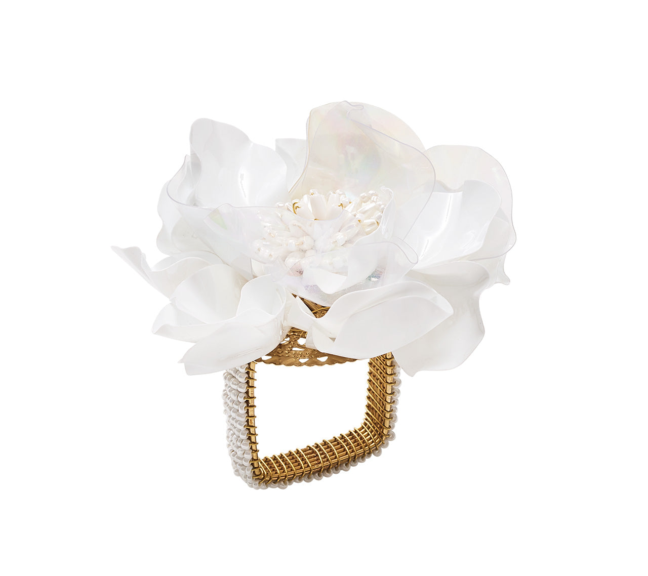 Gardenia Napkin Ring in White