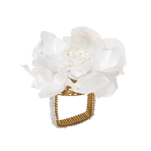 Gardenia Napkin Ring in White